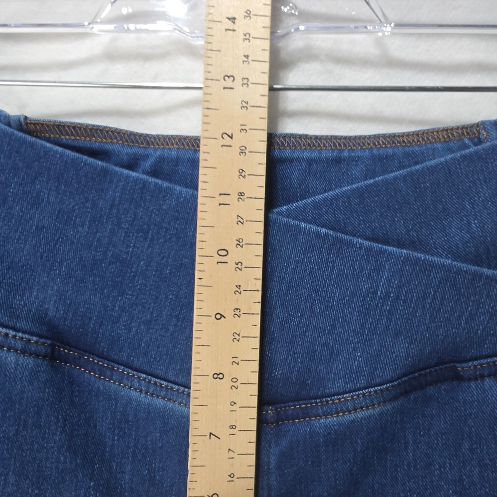 Halara Flare Jeans XL Blue Crossover High Waist Wide Leg Pull On Denim #1625 - Picture 6 of 7
